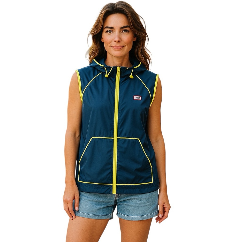 Hunter For Target Women's Navy Blue Hooded Windbreaker Vest - Size Large